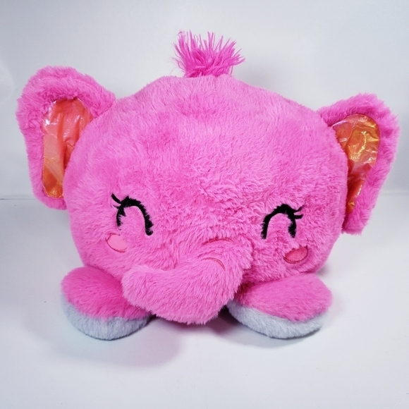 Hug Me Elephant 10" Stuffed Animal Plush Reversible - Grey & Pink - 'Ellie' NEW - Picture 7 of 12